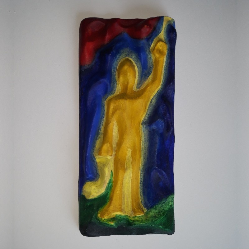 Christusfigur (Relief): bemalt Ölfarben, 
Vollholz
