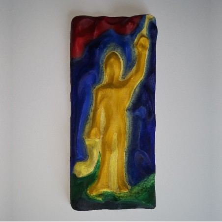 Christusfigur (Relief): bemalt Ölfarben, 
Vollholz