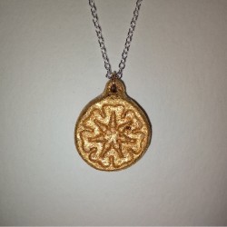 Kleines Amulett des Planetensiegel Sonne: Buchenholz vergoldet